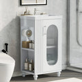 MIDODO 20" Small Bathroom Vanity with Sink, Modern Wood Bathroom Cabinet with Paper Holder and Glass Door