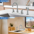 CES Commercial Kitchen Faucet Pull Out Side Spray 2 Handle Swivel Sink Mixer Faucet Brushed Nickel