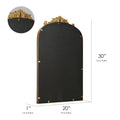 20" x 30" Filigree Arch Metal Wall Mirror Decor in Gold