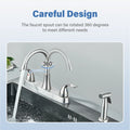 CES Commercial Kitchen Faucet Pull Out Side Spray 2 Handle Swivel Sink Mixer Faucet Brushed Nickel