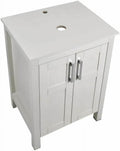 ELECWISH 24 Inches Traditional Bathroom Vanity Set in White Finish, Single Bathroom Vanity with Top and 2-Door Cabinet, Glass Sink Top with Single Faucet Hole