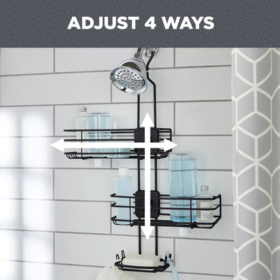 Better Homes & Gardens Rust-Resistant Adjustable Steel Shower Caddy, 2 Shelf, Matte Black