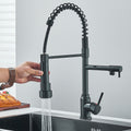 Senlesen Matte Black Kitchen Faucet Sink Single Handle Pull Down Sprayer Swivel Tap