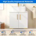 Dextrus Bathroom Vanity with Countertop Sink Combo 24 Inch, Modern Bathroom Storage Cabinet with Drain, White and Gold