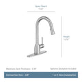 Moen Adler Spot Resist Stainless Single Hole One-Handle Pull Down Kitchen Faucet, 87233SRS