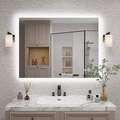 Apmir LED Bathroom Mirror Rectangular Frameless Super Bright Backlited LED Wall Bathroom Vanity Mirror 32x24 inch