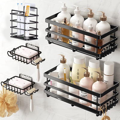 BCOOSS Bathroom Shower Caddy Rack for Inside Shower with Soap Holder and 12 Hooks 5pcs