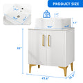 Dextrus Bathroom Vanity with Countertop Sink Combo 24 Inch, Modern Bathroom Storage Cabinet with Drain, White and Gold