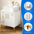 Dextrus Bathroom Vanity with Countertop Sink Combo 24 Inch, Modern Bathroom Storage Cabinet with Drain, White and Gold