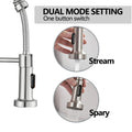 PHANCIR Kitchen Faucet with Pull Down Sprayer, Brushed Nickel Commercial Spring Kitchen Sink Single Handle Pull Out Sink Faucets with Deck Plate Suit to 1 or 3 Holes